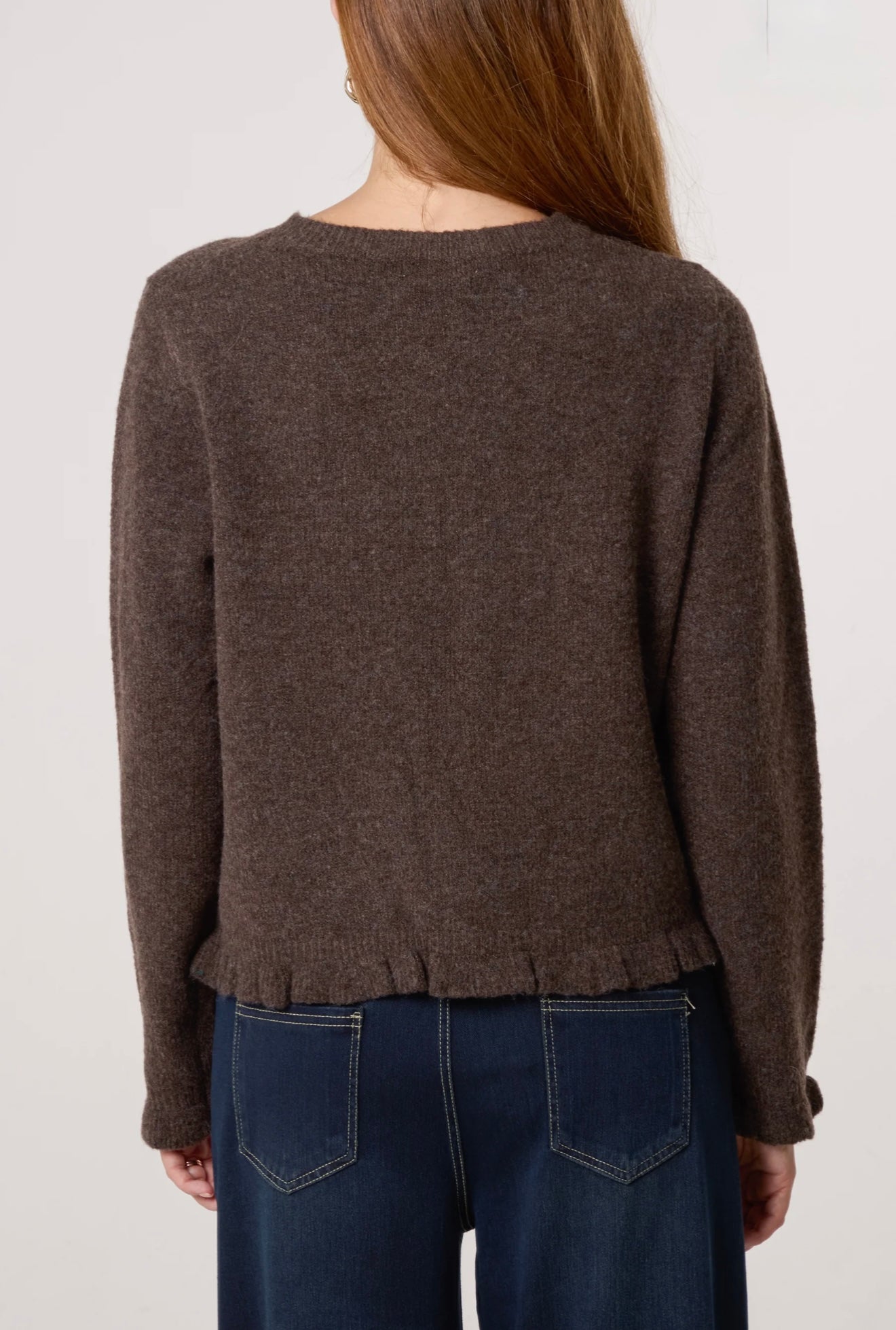 Ruffle Trim Knit Cardigan- Brina