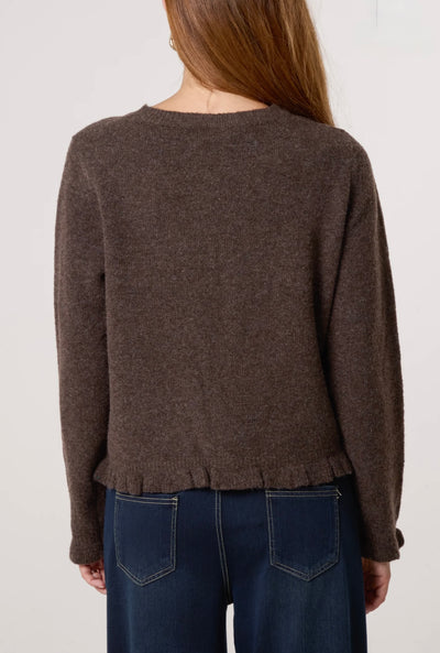 Ruffle Trim Knit Cardigan- Brina