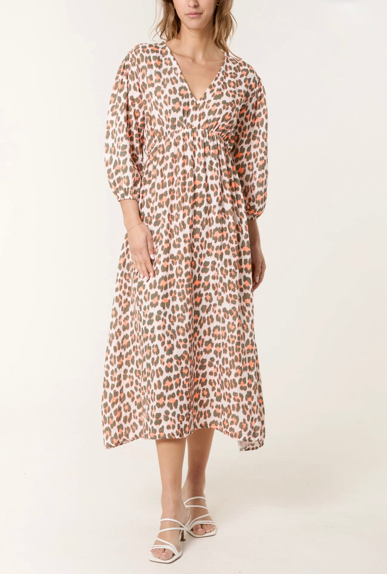 Cheesecloth Cotton Animal Print Maxi Dress- Martinica