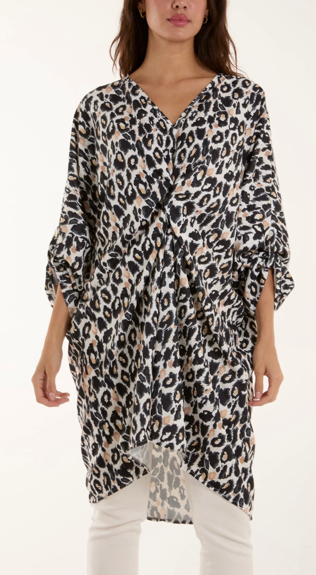 Leopard Print Twisted Front Blouse/Dress- Briana