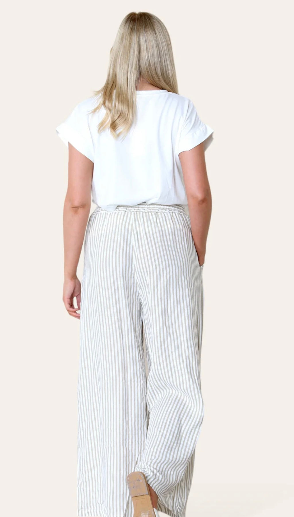 Stripe Print Mix Linen Trousers- Tamara