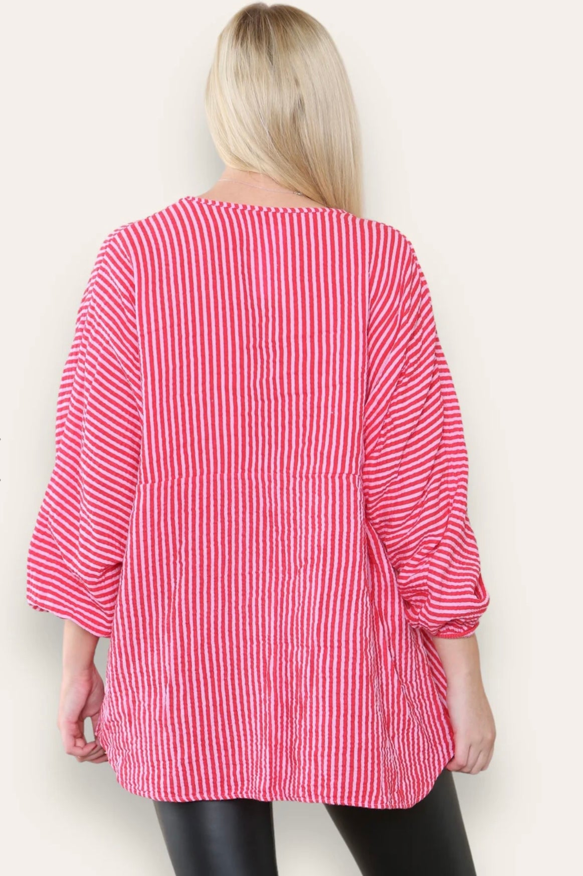 Cheesecloth Stripe Oversized Top- Brenda