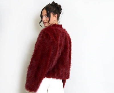 Faux Fur Cardigan Jacket- Piuma
