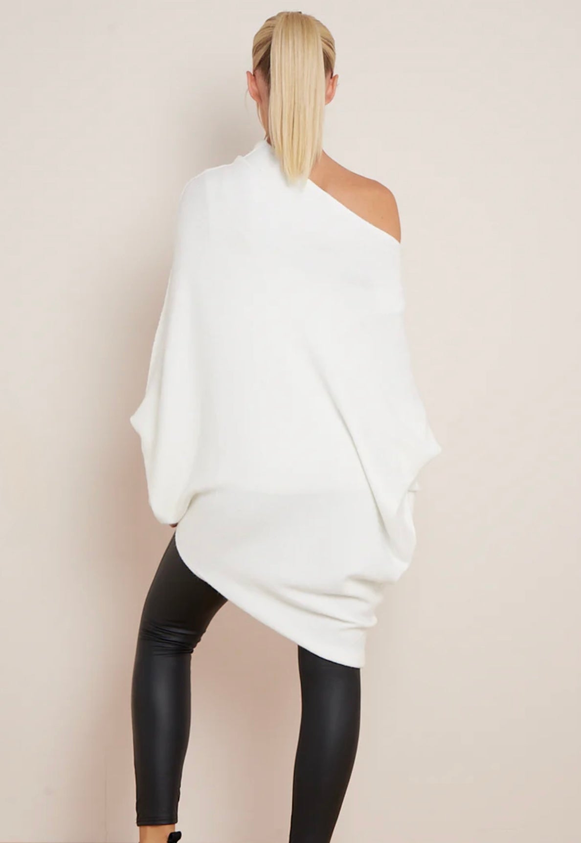 Soft Knit Asymmetric Draped Jumper- Giada