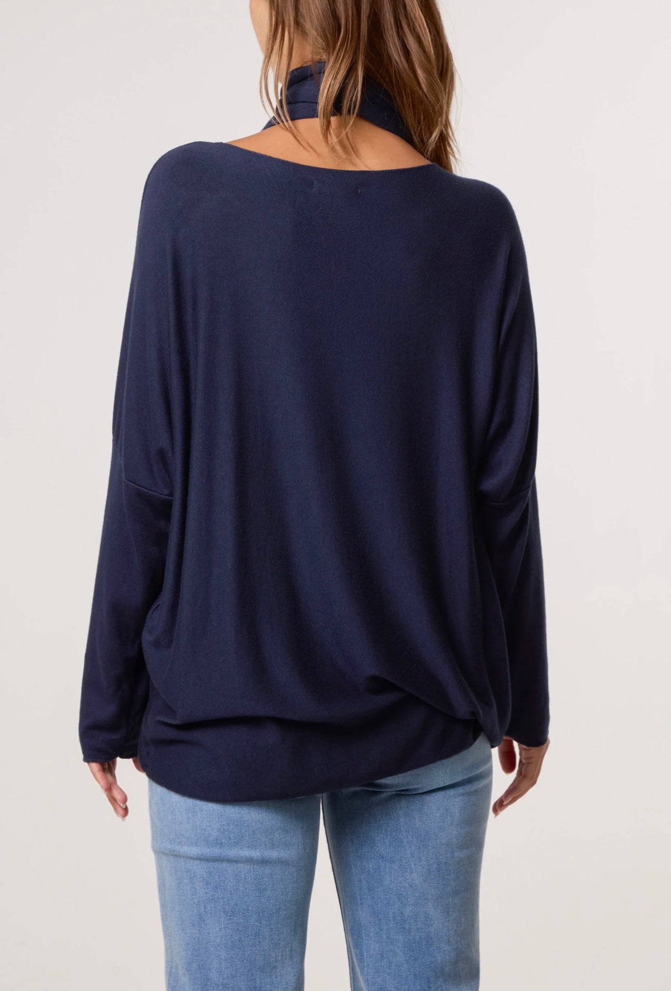 Wool Blend Crew Neck Jumper & Scarf- Intreccio