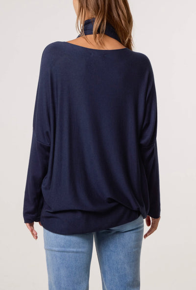 Wool Blend Crew Neck Jumper & Scarf- Intreccio