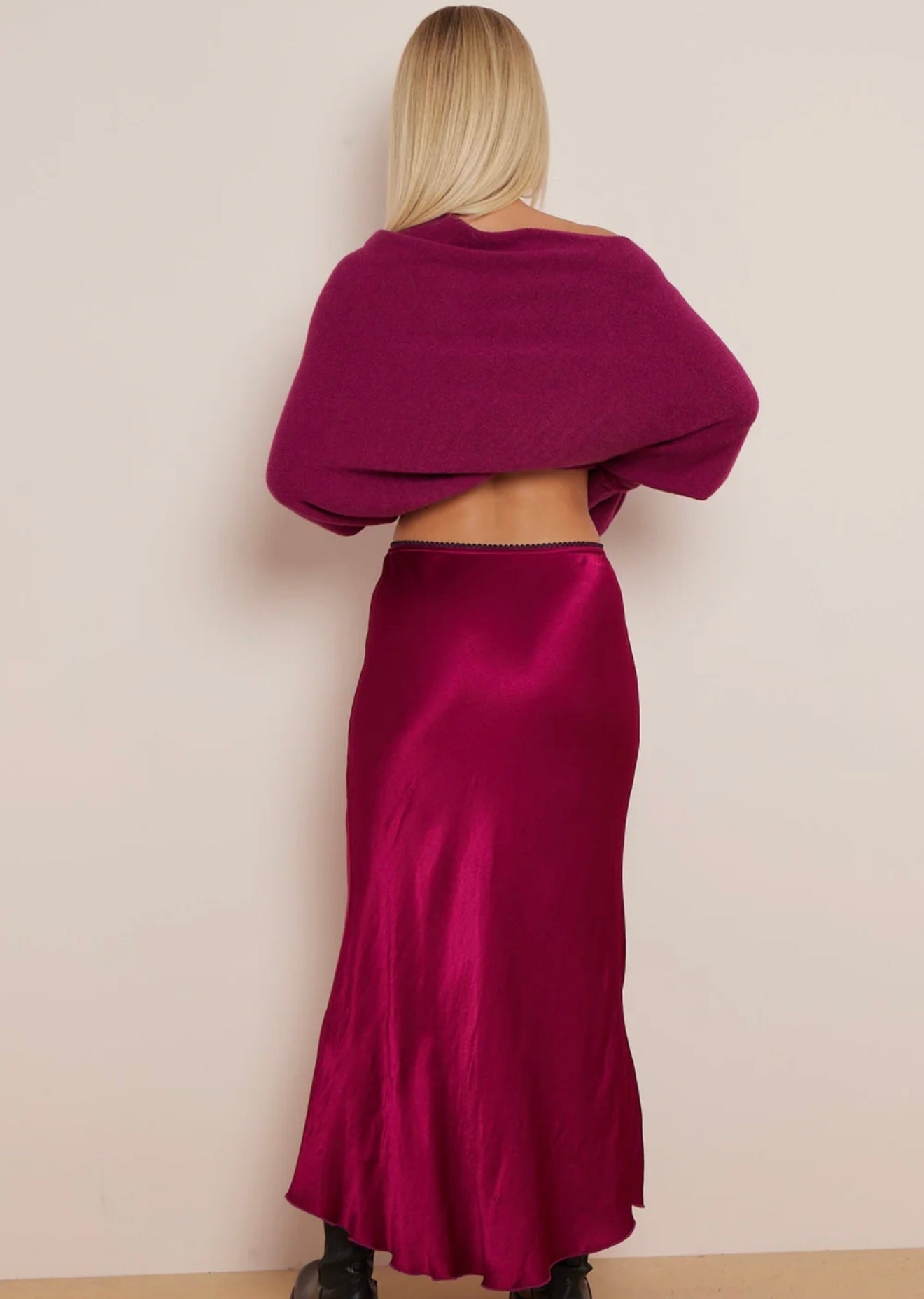 Satin Bias Cut Midi Skirt- Aria