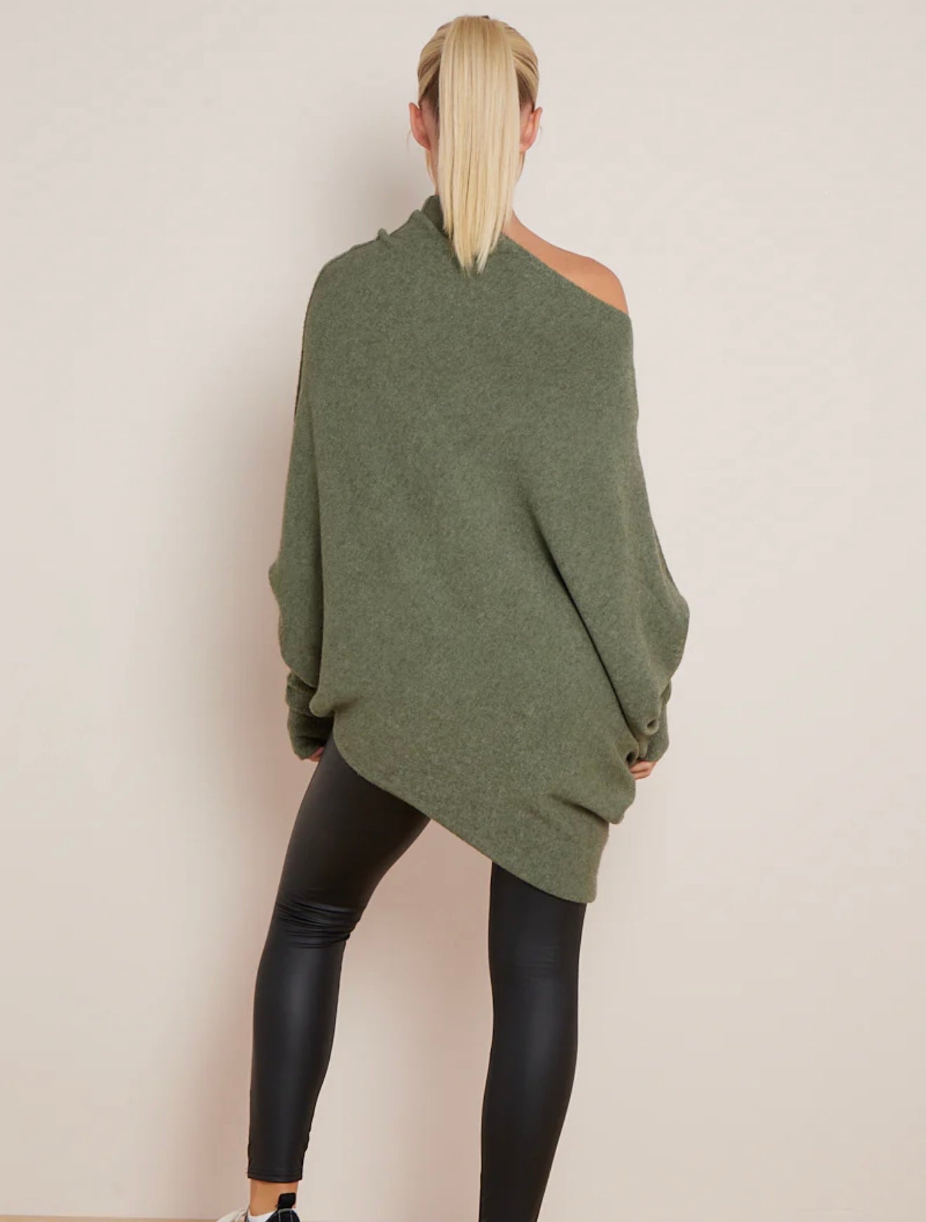 Soft Knit Asymmetric Draped Jumper - Giada