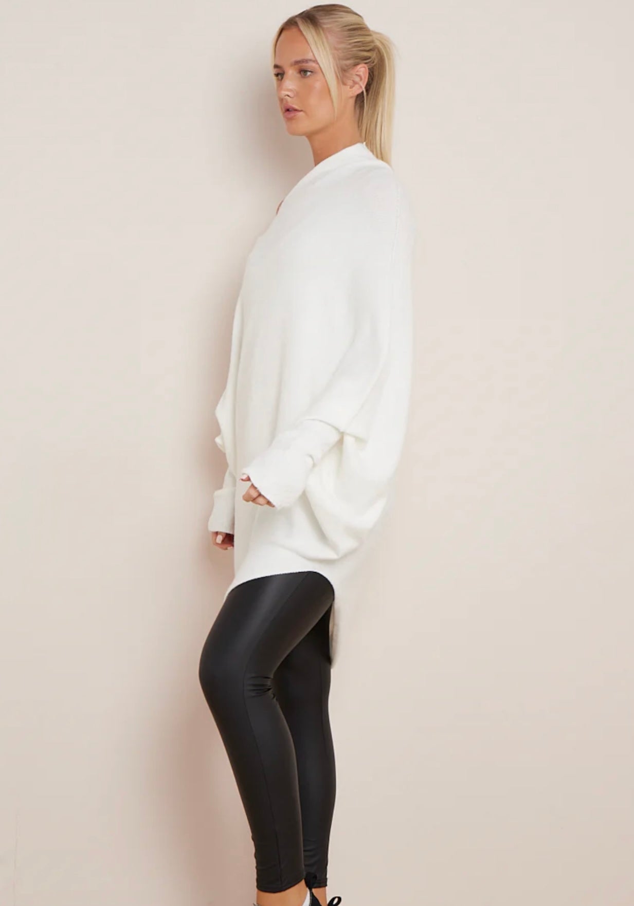 Soft Knit Asymmetric Draped Jumper- Giada