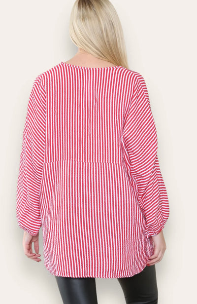 Cheesecloth Stripe Oversized Top- Brenda