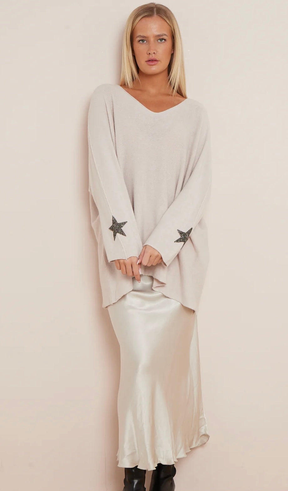 Kasia star jumper and Aria satin skirt 