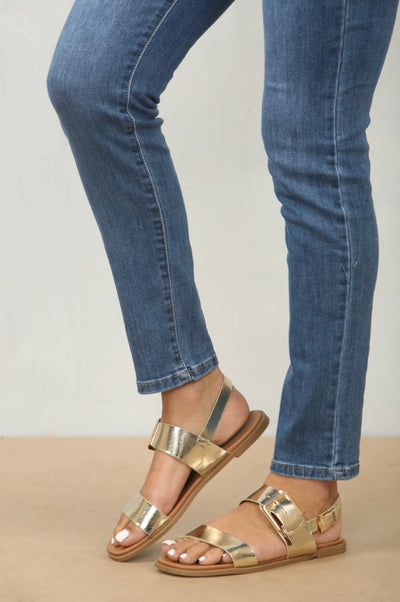 Gold Metallic Strappy Sandals- Dorè