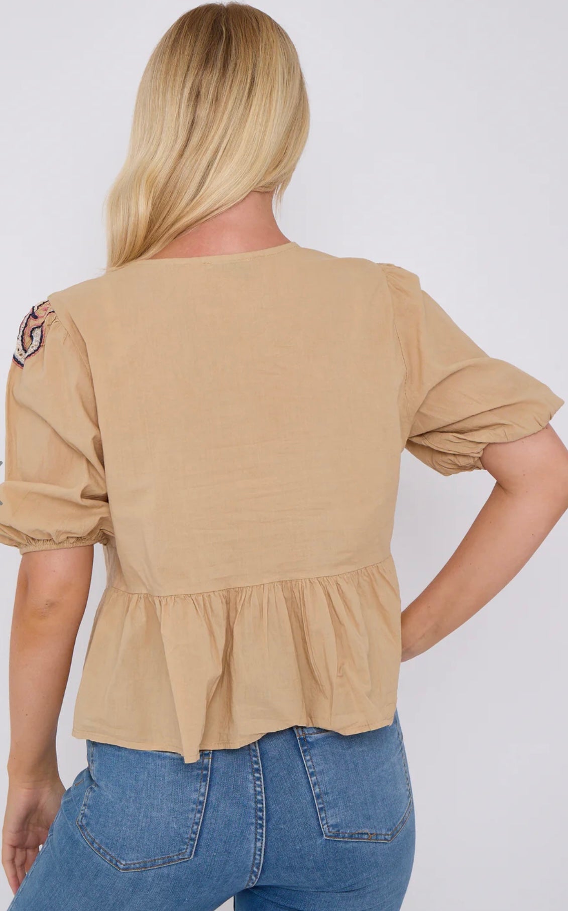 Bow Shoulder Anglaise Top- Susanna