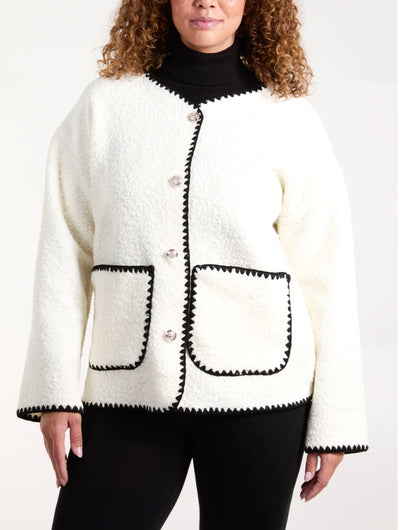 Blanket Stitch Boucle Jacket- Mabel