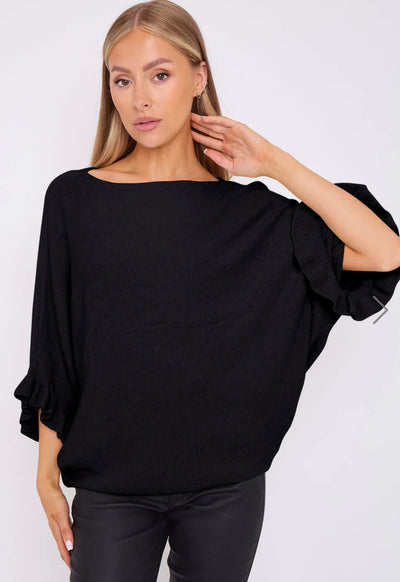 Frill Sleeve Soft Jumper- Pria