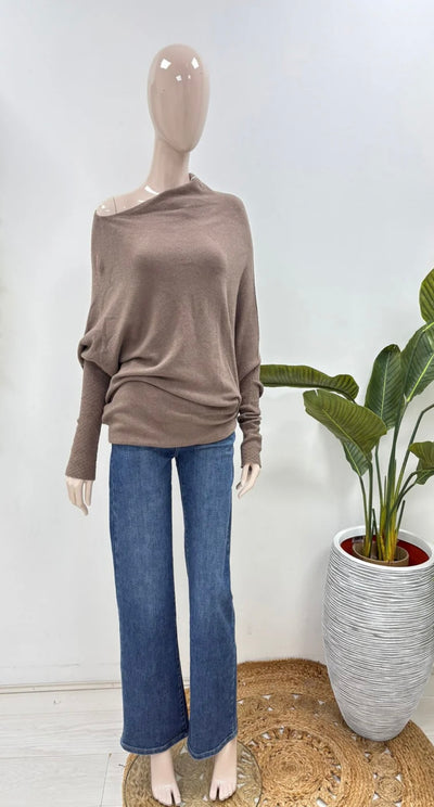 Soft Knit Asymmetric Draped Jumper - Giada