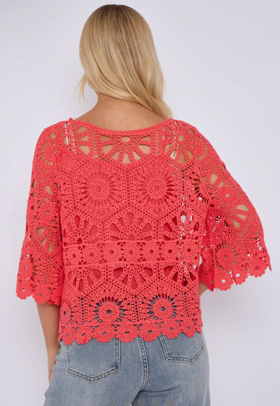 Crochet Circle Print Top- Oriana