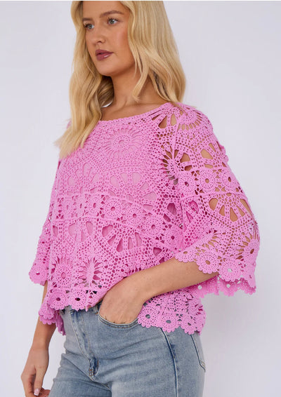 Crochet Circle Print Top- Oriana