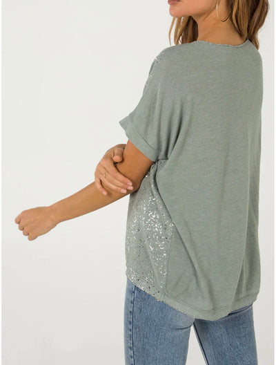 Silver Splatter V-Neck Tee- Malissa