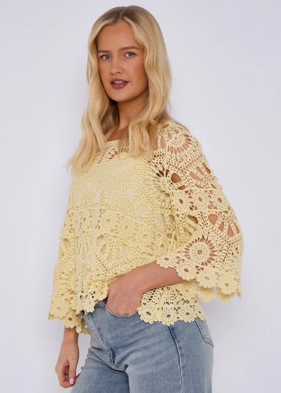 Crochet Circle Print Top- Oriana