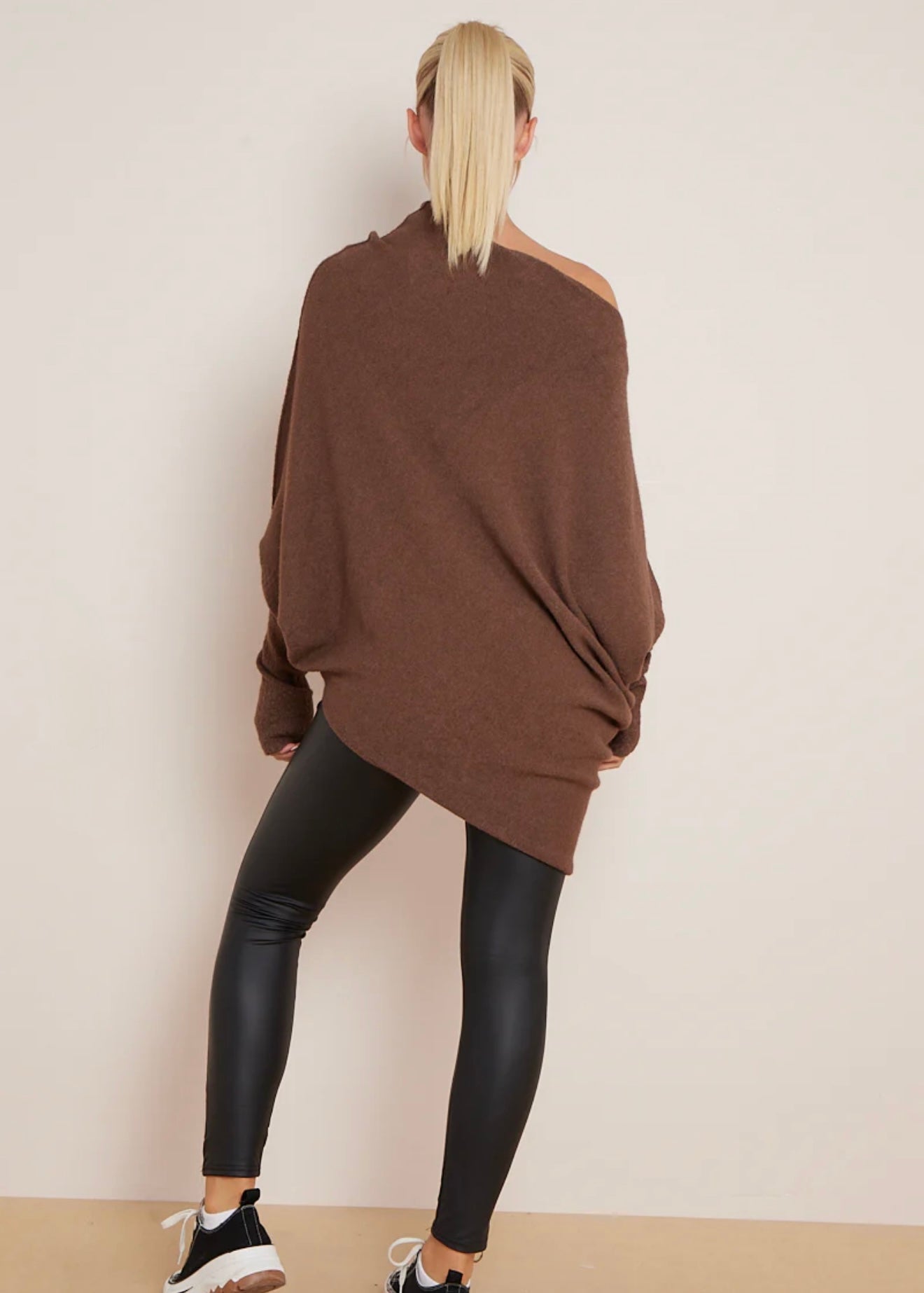 Soft Knit Asymmetric Draped Jumper - Giada