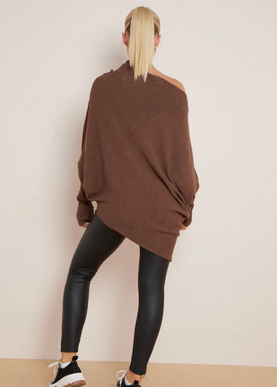 Soft Knit Asymmetric Draped Jumper - Giada