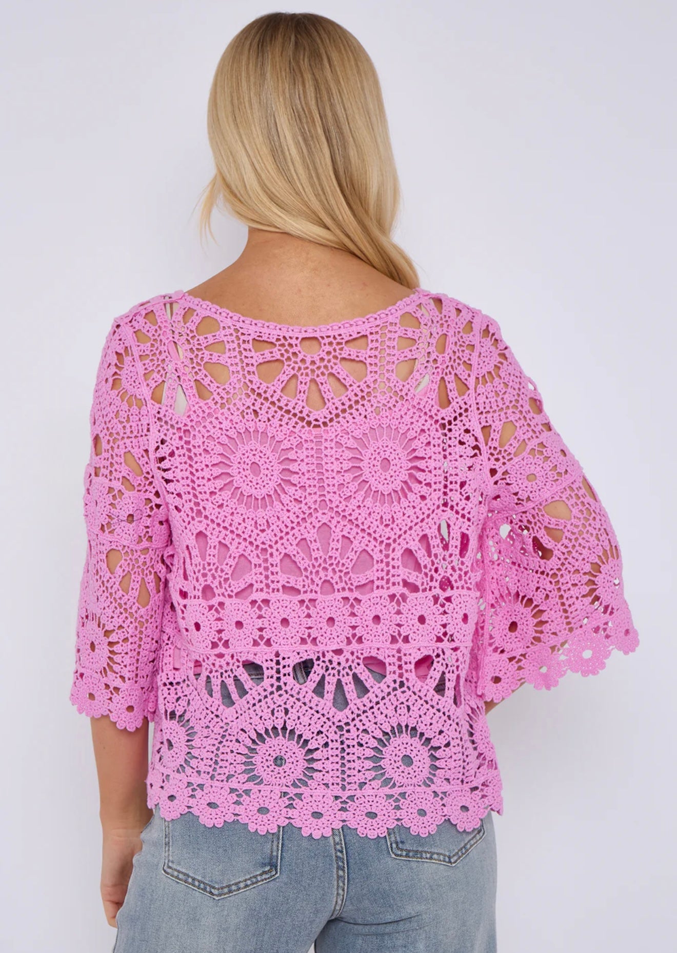 Crochet Circle Print Top- Oriana