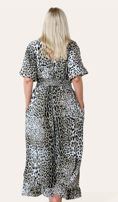 Leopard Print Bandeau Jumpsuit- Narciso