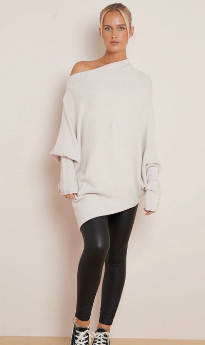 Soft Knit Asymmetric Draped Jumper - Giada