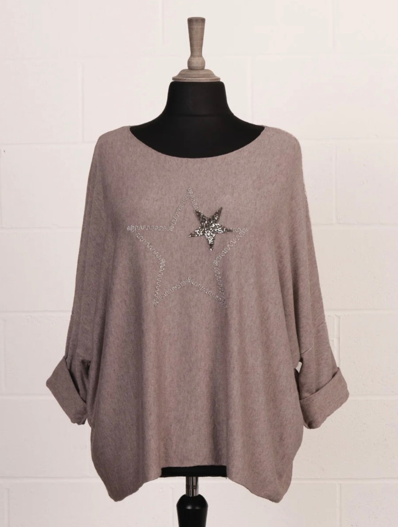 Italian Diamante & Embroidered Star Detail Knit- Favilla