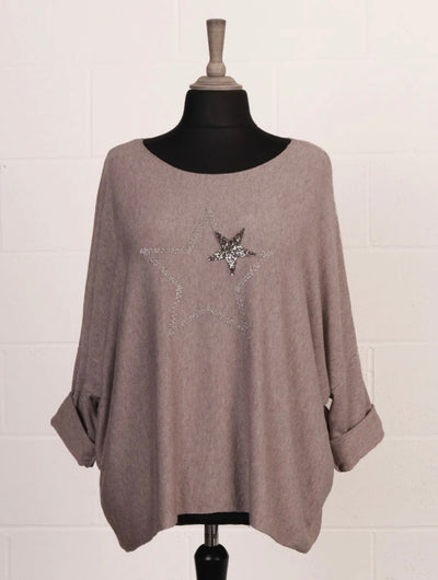 Italian Diamante & Embroidered Star Detail Knit- Favilla