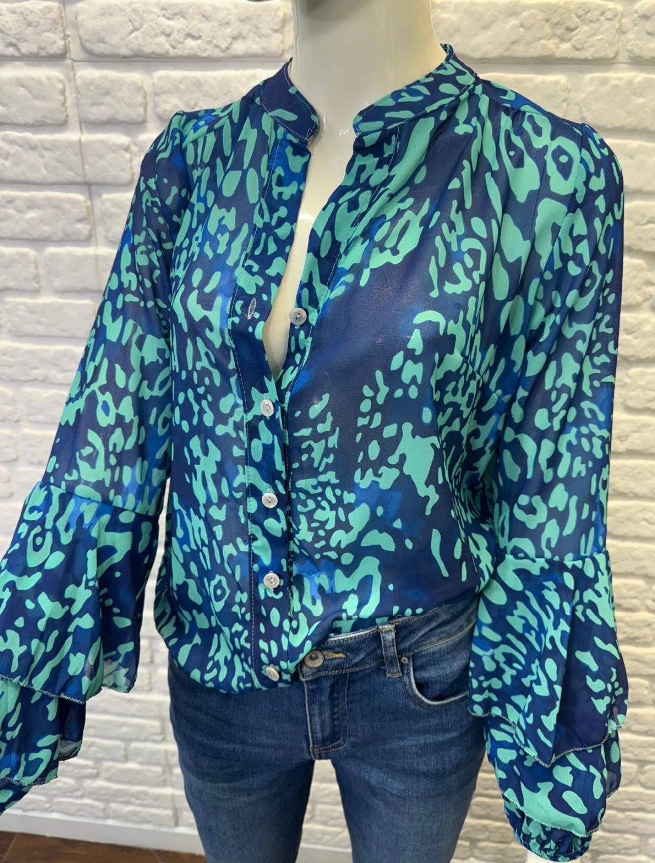 Animal Print Spanish Sleeves Blouse- Lolita