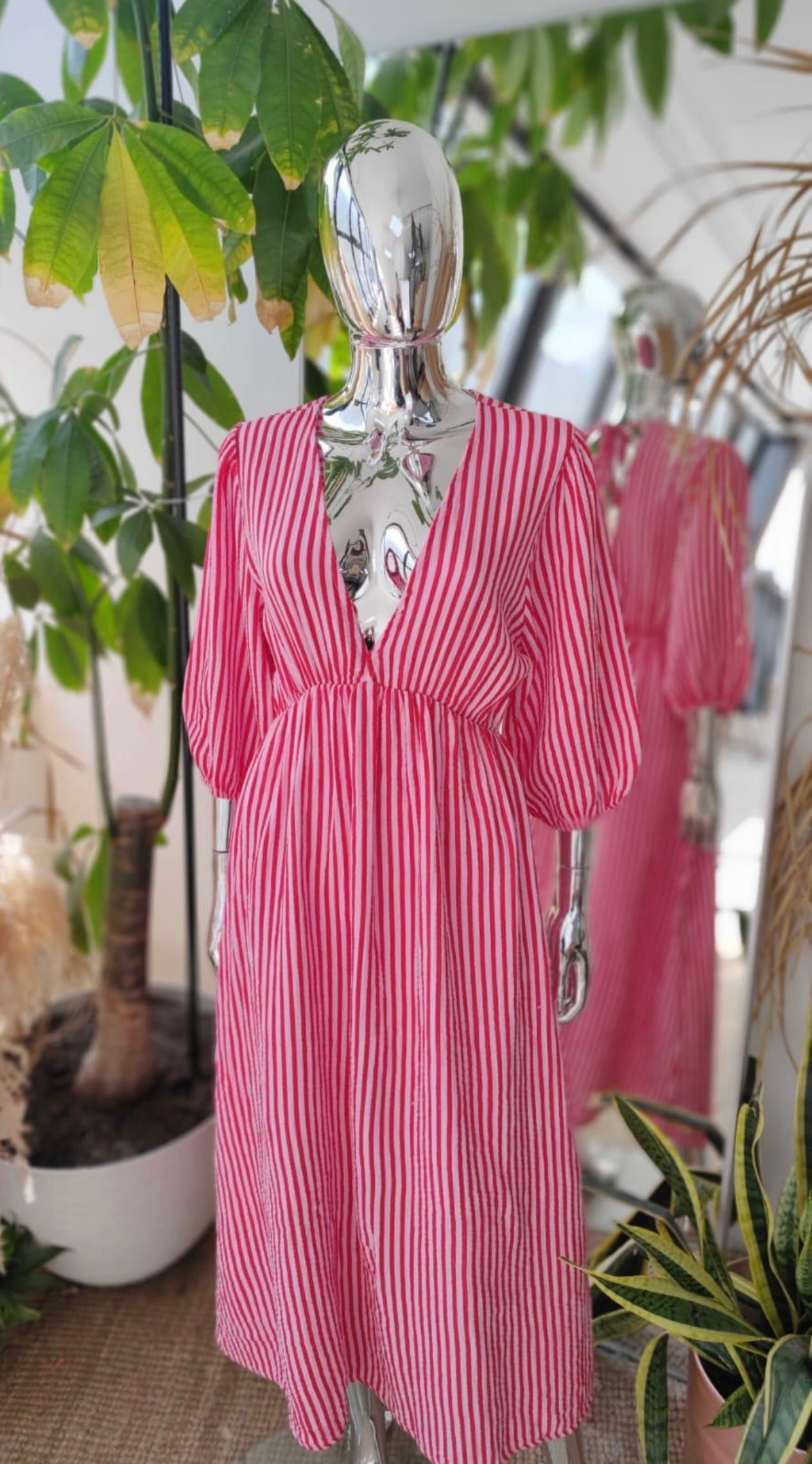 Cotton Stripe Italian Maxi Dress- Candy