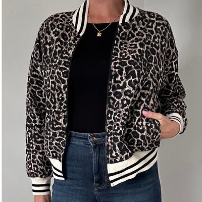 Leopard Print Bomber Jacket- Tatiana