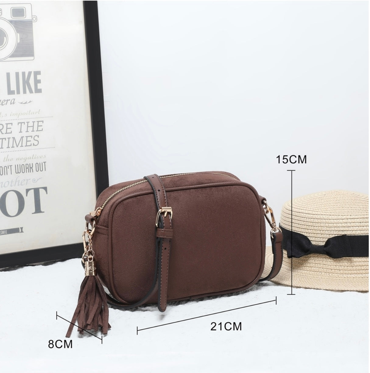 Faux Suede Crossbody Bag- Malia