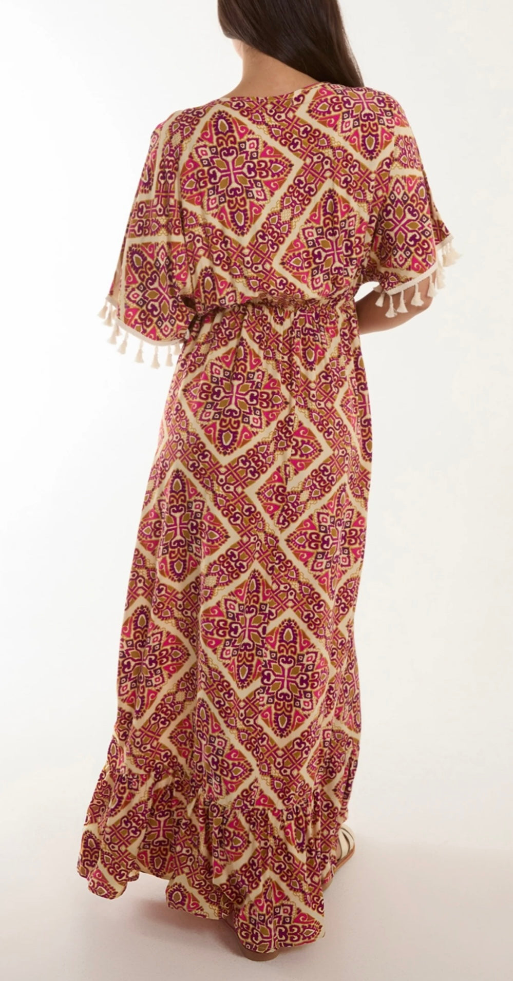 Baroque Print Boho Maxi Dress- Flora