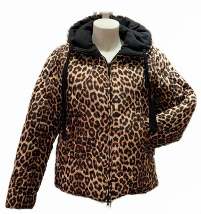 Reversible Leopard Print Quilted Hoody Jacket- Oncilla