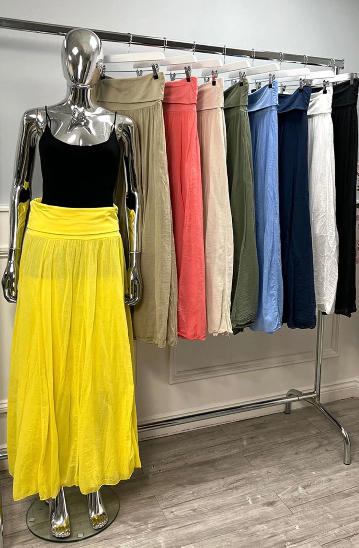 Elasticated Wide Waistband Cotton Skirt- Amelia