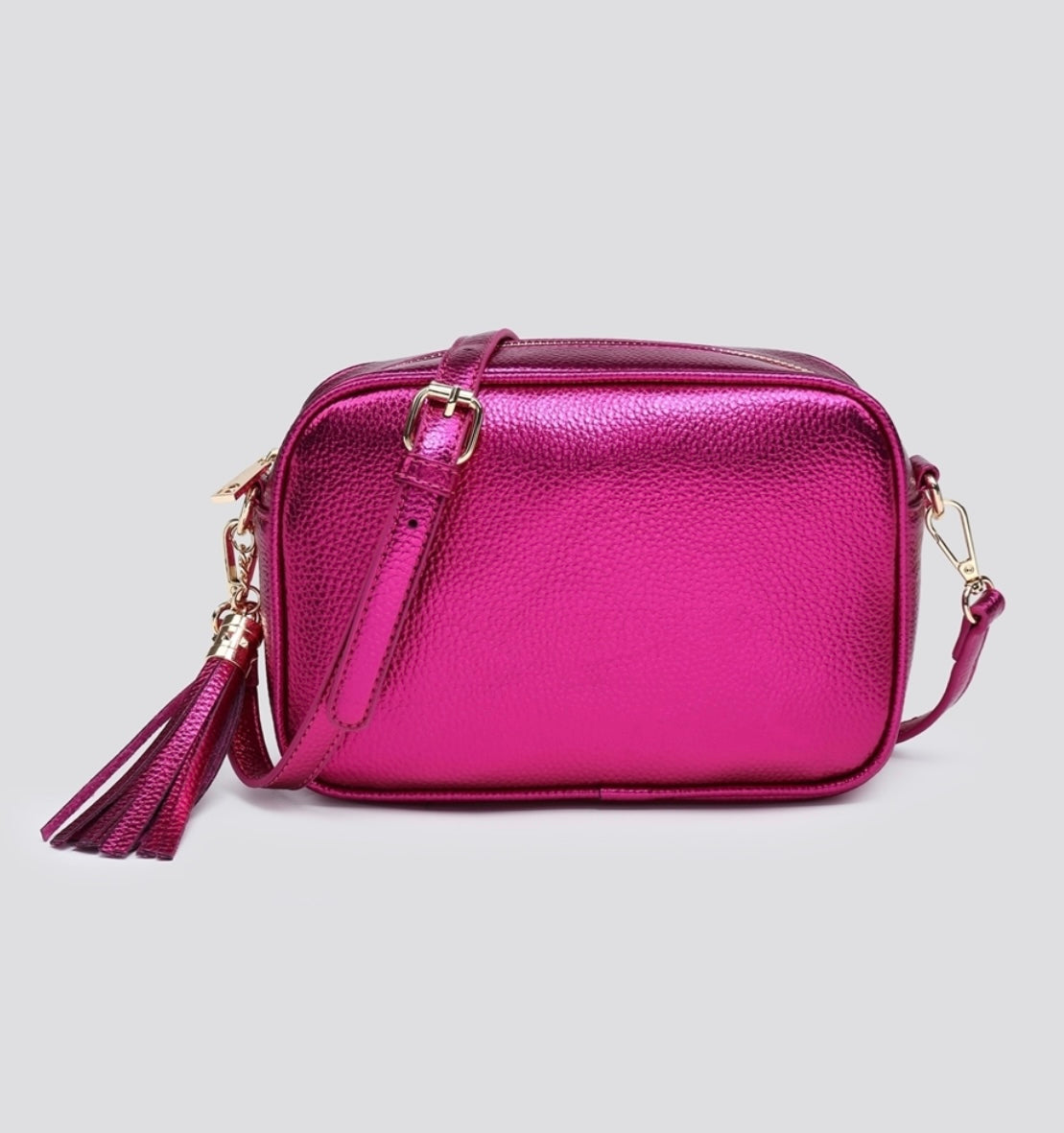 Metallic plum crossbody vegan leather 