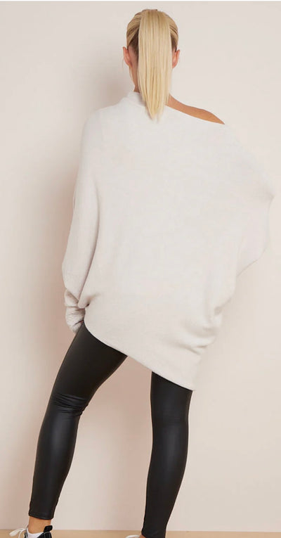 Soft Knit Asymmetric Draped Jumper - Giada