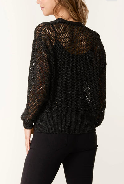 Gold Button Lurex Knit Cardigan- Luminosa