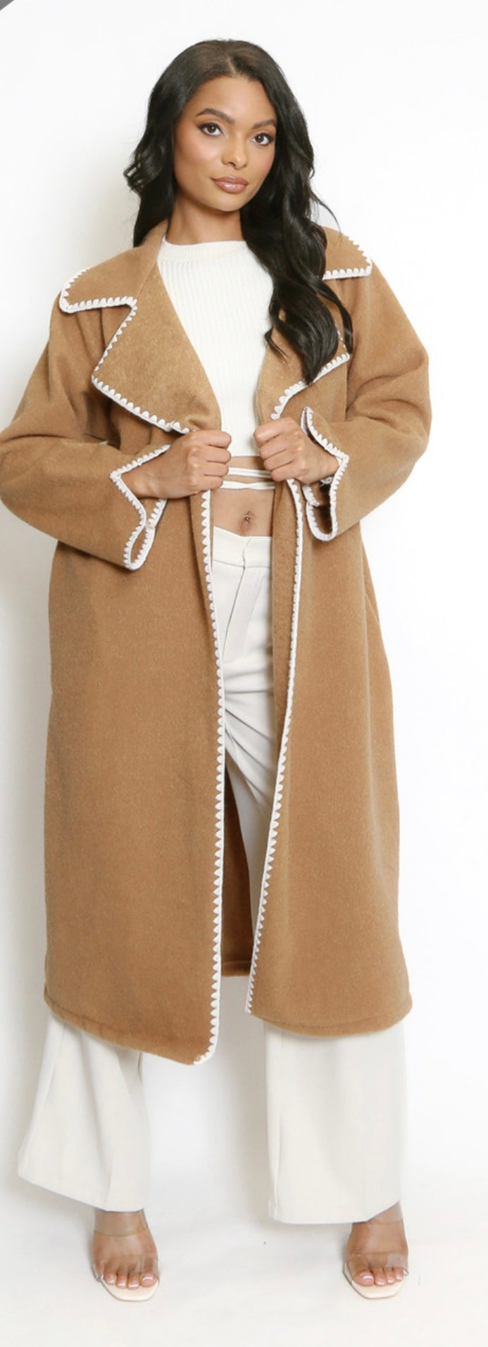 Blanket Stitching Long Coat- Sia