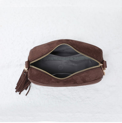 Faux Suede Crossbody Bag- Malia