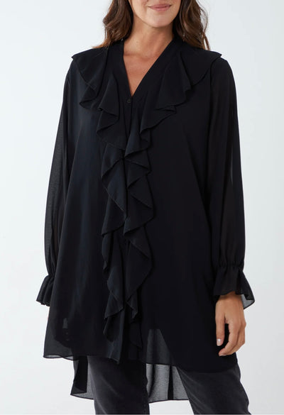 Ruffle Details High Low Blouse- Gioia