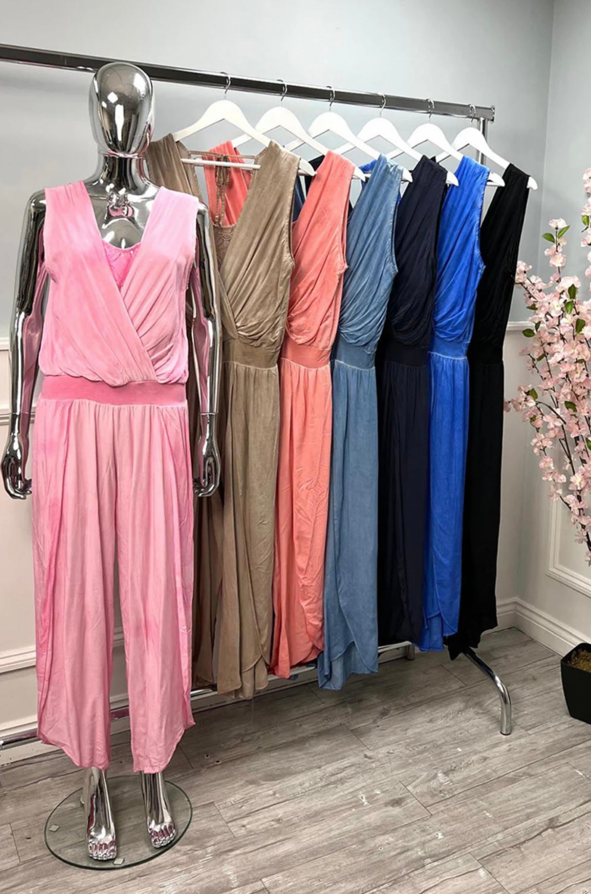 Harem Lace Insert Acid Wash Jumpsuit- Kim