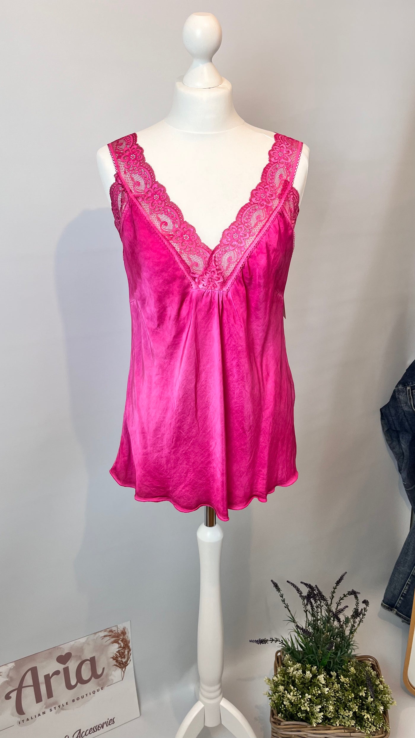 Lace Strap Satin Camisole-Siena