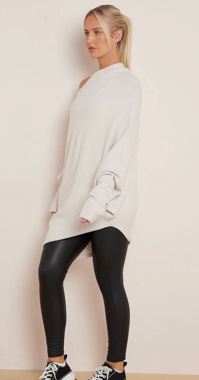 Soft Knit Asymmetric Draped Jumper - Giada