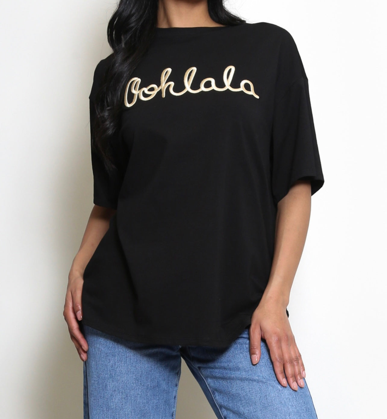 Embroidered Oohlala T-Shirt- Wow