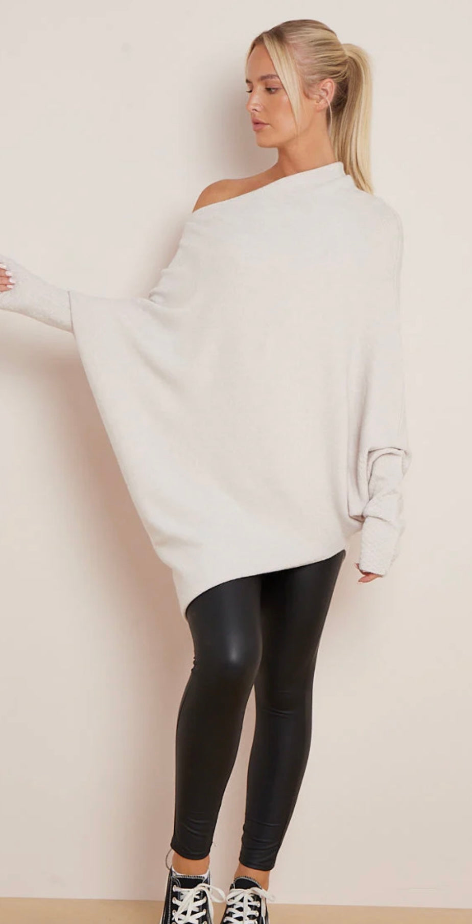 Soft Knit Asymmetric Draped Jumper - Giada