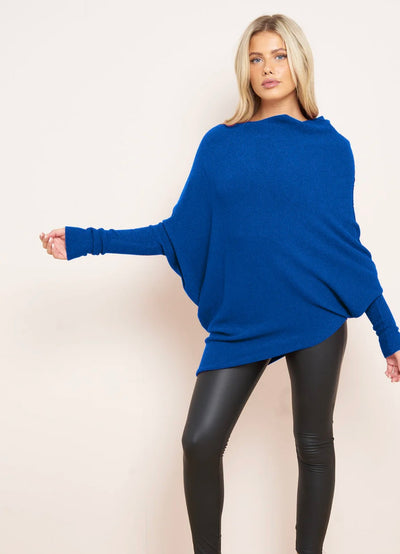 Soft Knit Asymmetric Draped Jumper - Giada